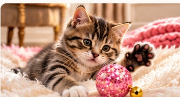 Kitten in a curated pet lifestyle setting