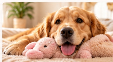 Golden retriever in a premium pet lifestyle setting